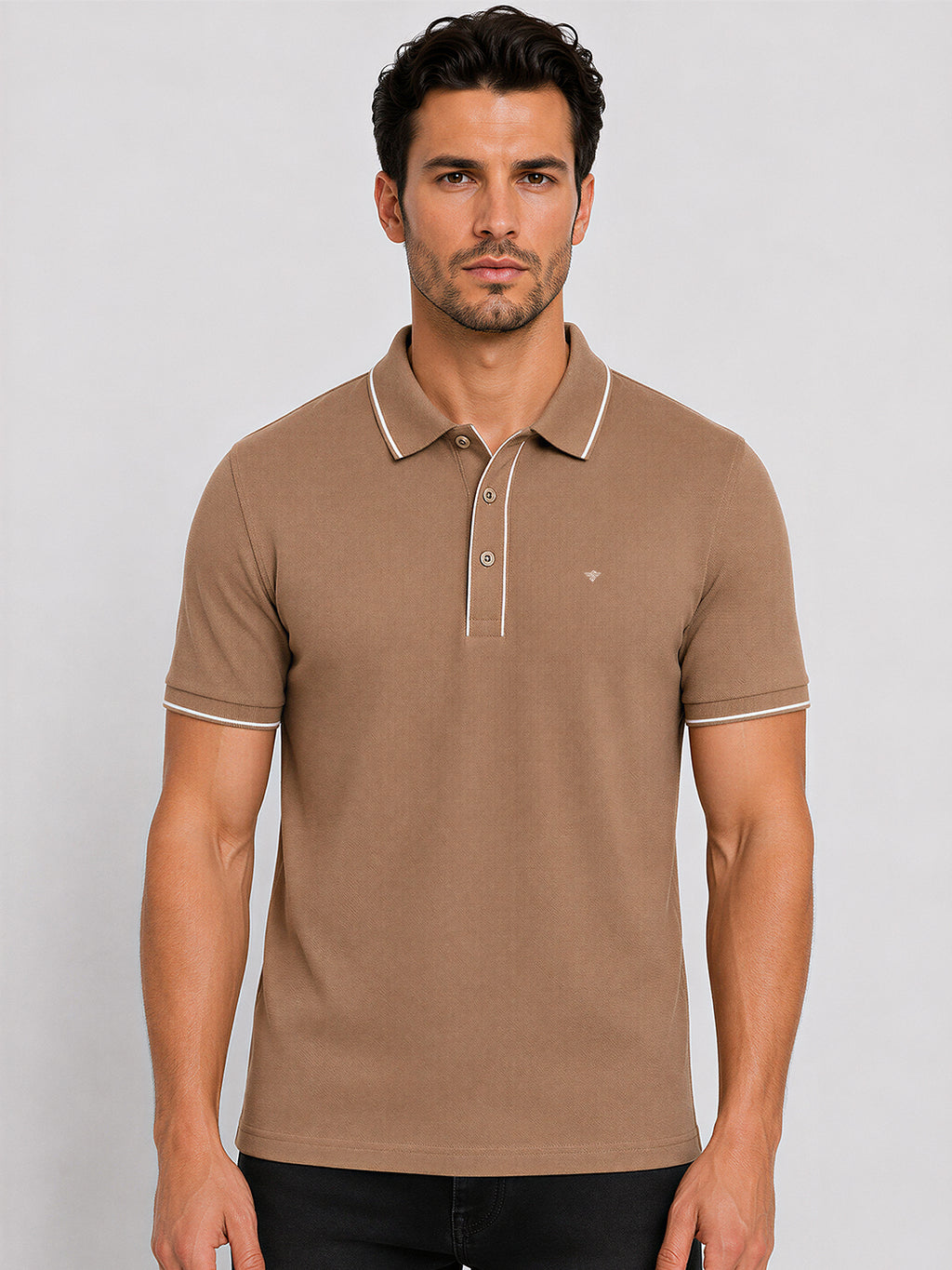 Solid Contrast Tipped Polo T-shirt