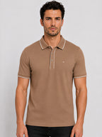 Solid Contrast Tipped Polo T-shirt