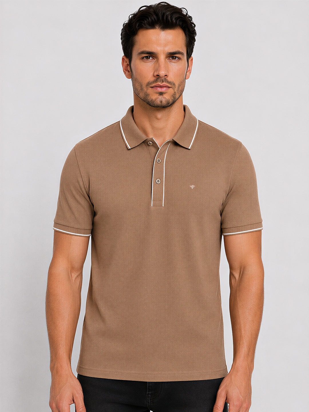 Solid Contrast Tipped Polo T-shirt