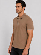 Solid Contrast Tipped Polo T-shirt