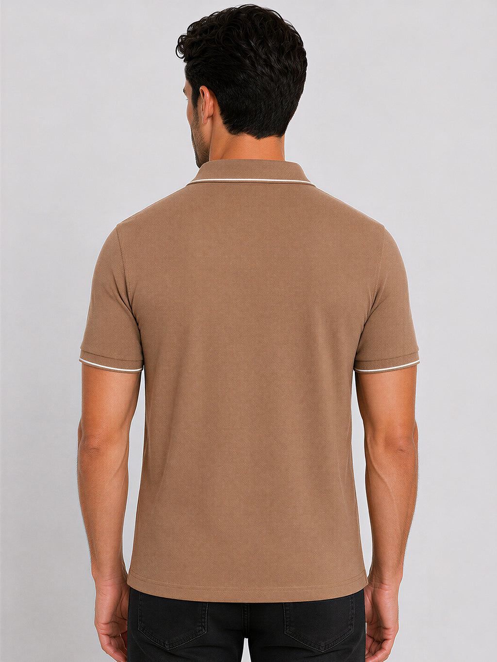 Solid Contrast Tipped Polo T-shirt
