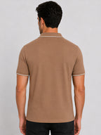 Solid Contrast Tipped Polo T-shirt
