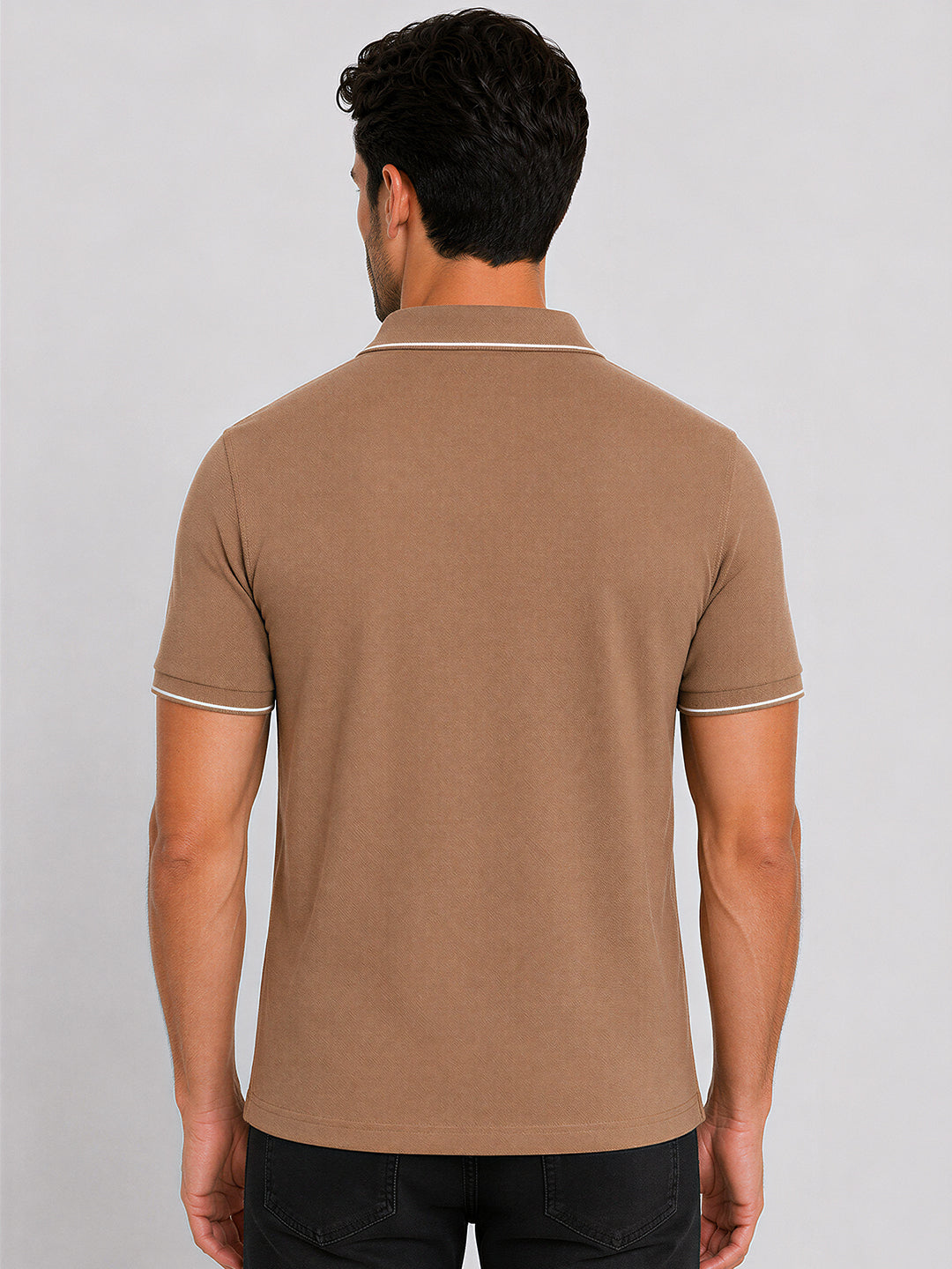 Solid Contrast Tipped Polo T-shirt
