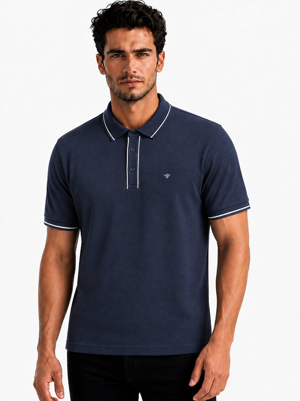 Solid Contrast Tipped Polo T-shirt