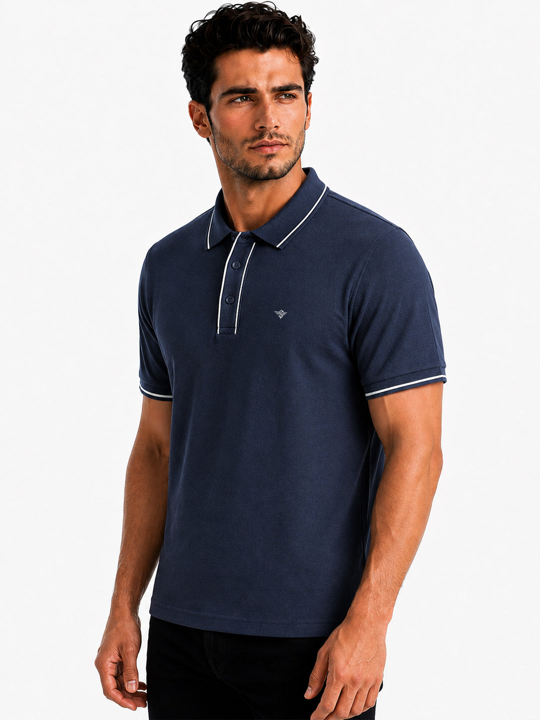 Solid Contrast Tipped Polo T-shirt