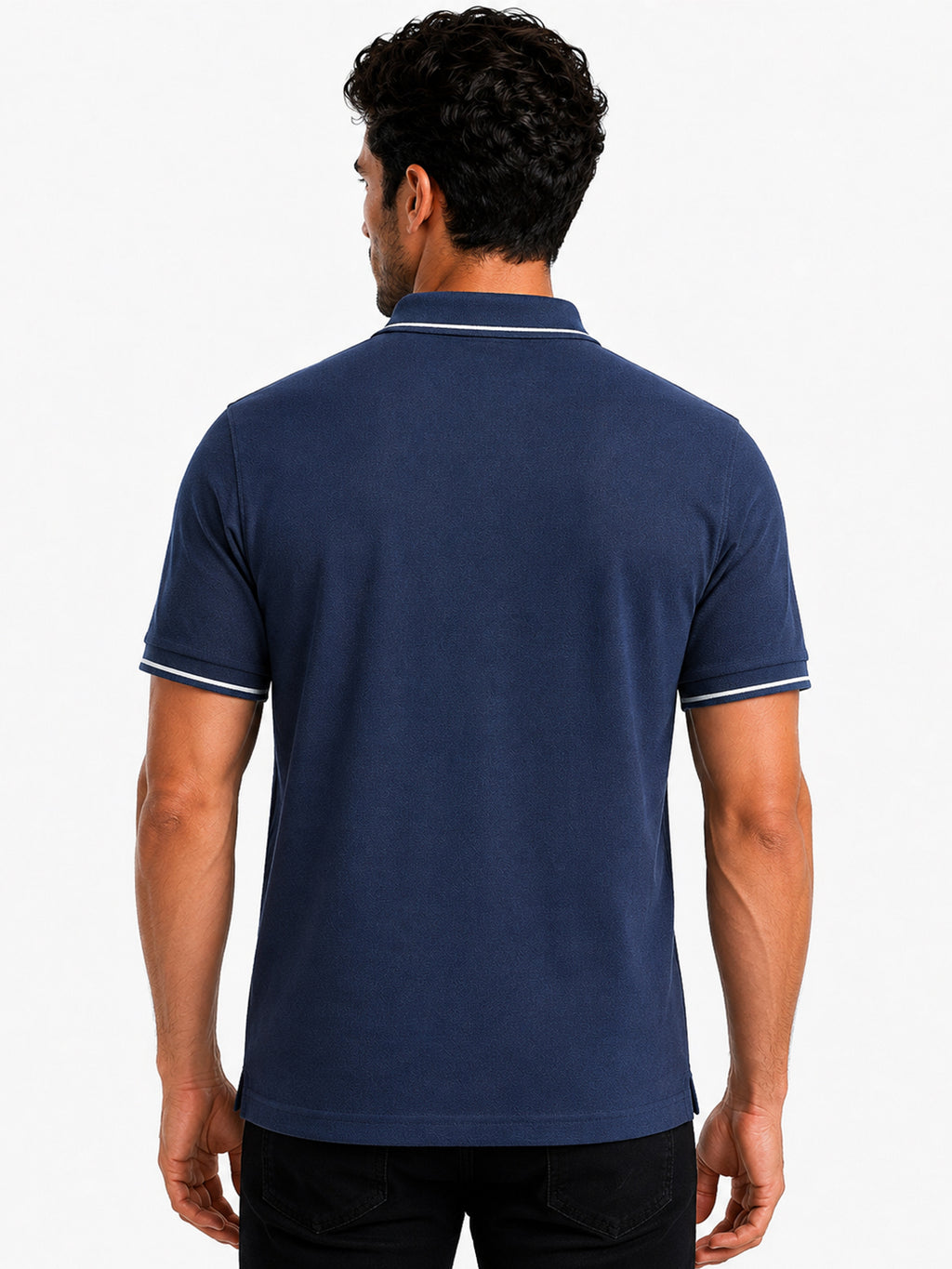 Solid Contrast Tipped Polo T-shirt