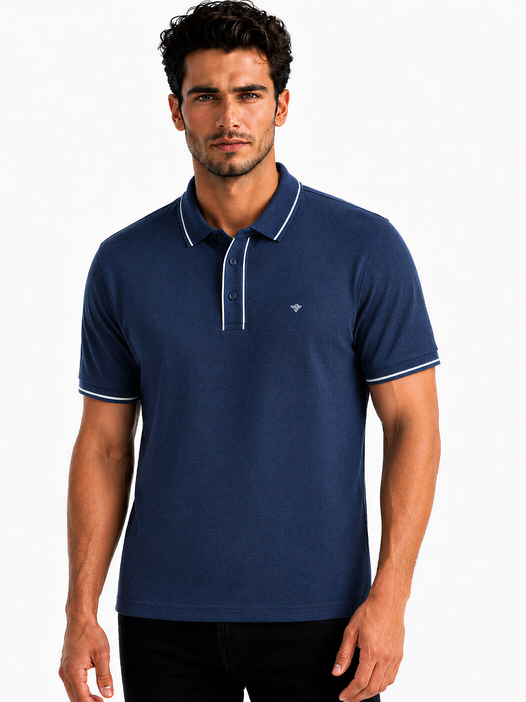 Solid Contrast Tipped Polo T-shirt