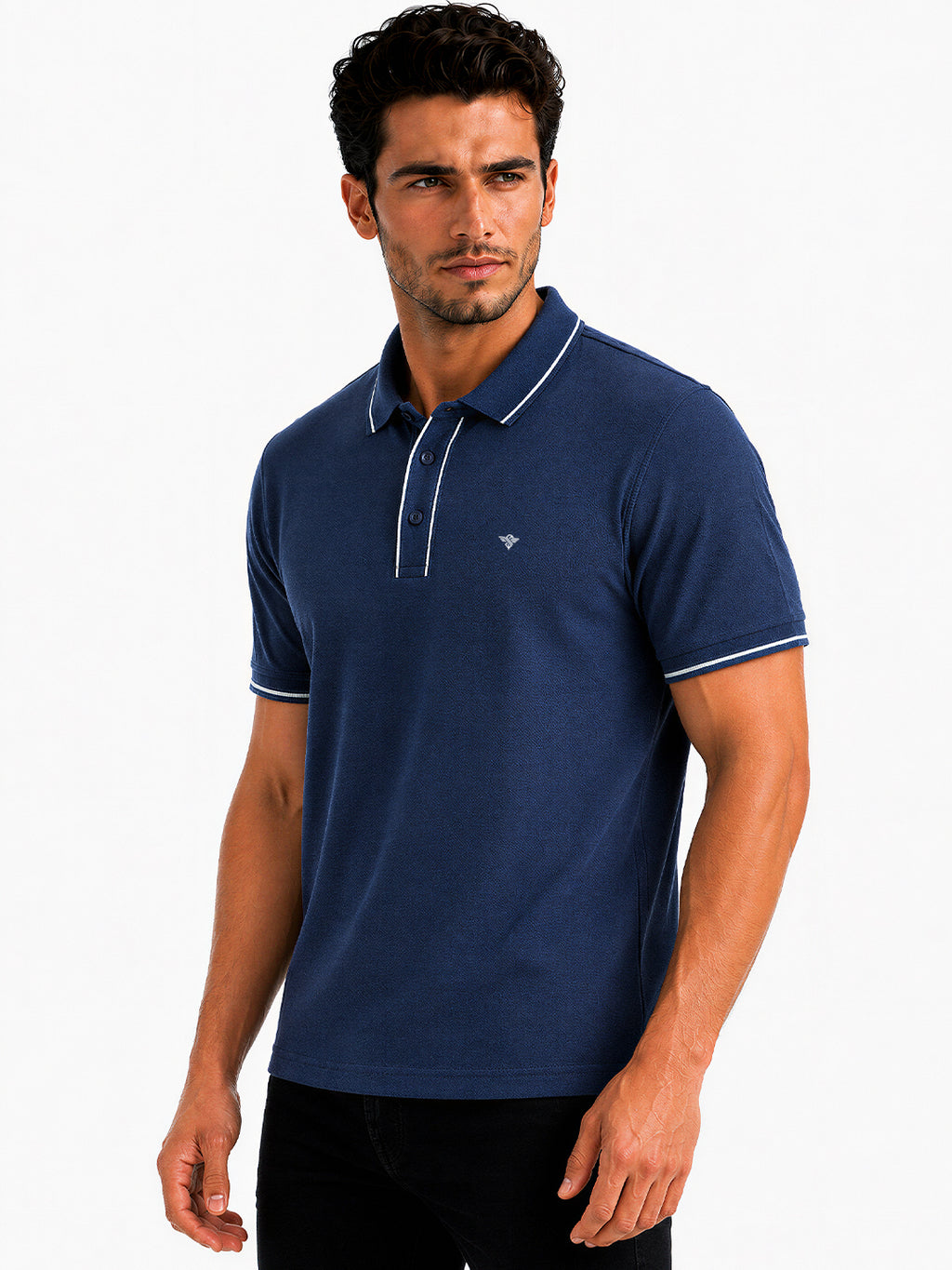 Solid Contrast Tipped Polo T-shirt