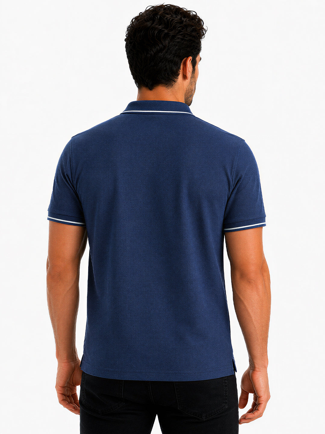 Solid Contrast Tipped Polo T-shirt