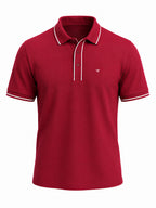 Solid Contrast Tipped Polo T-shirt