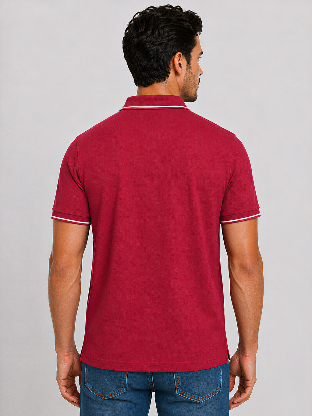 Solid Contrast Tipped Polo T-shirt