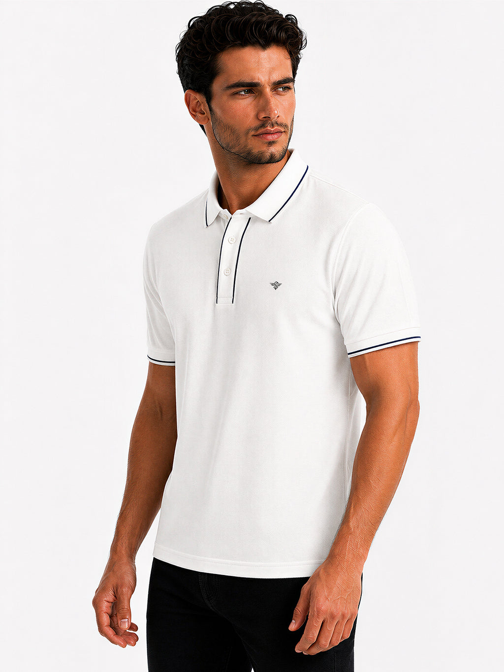 Solid Contrast Tipped Polo T-shirt