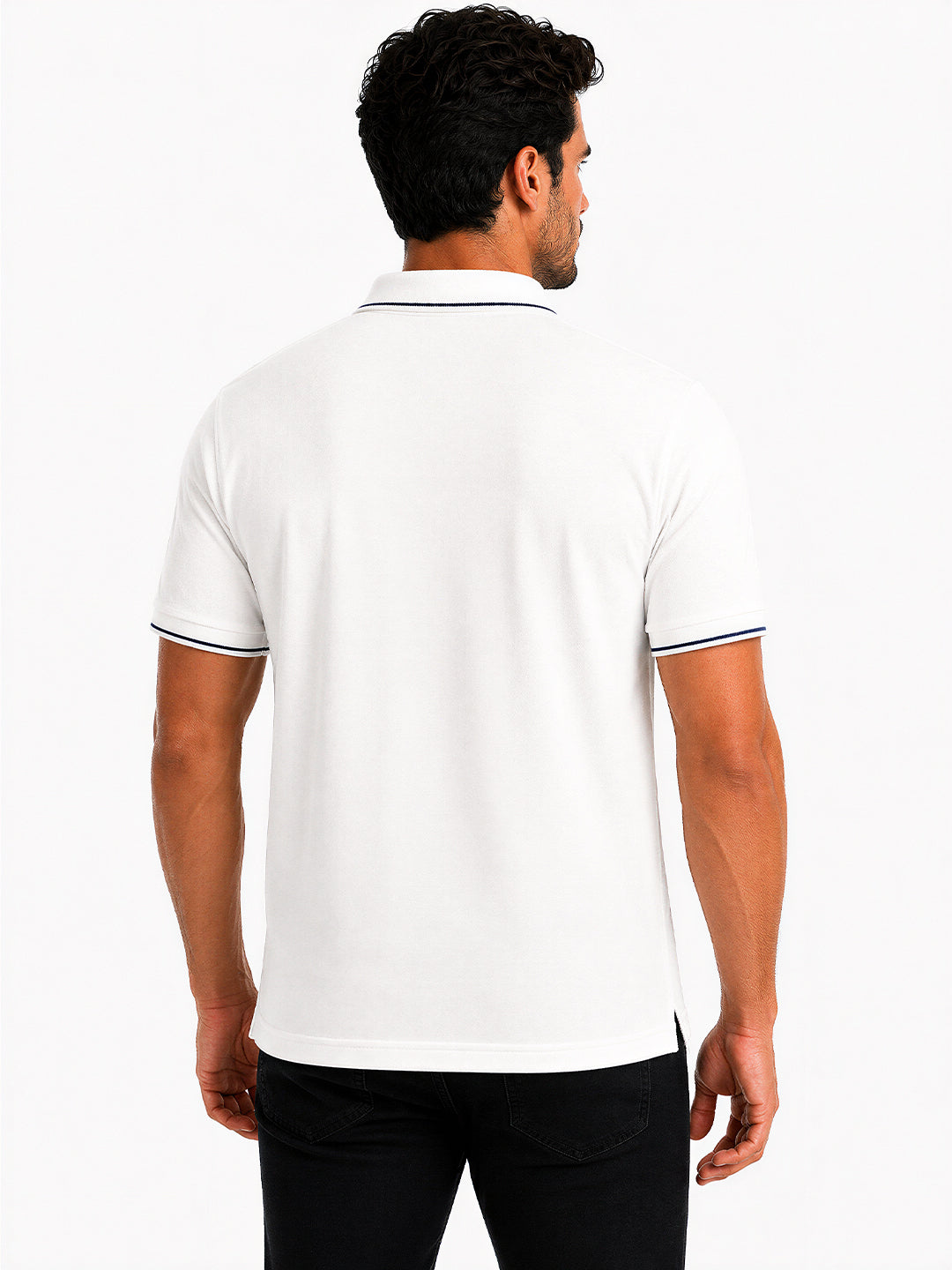 Solid Contrast Tipped Polo T-shirt