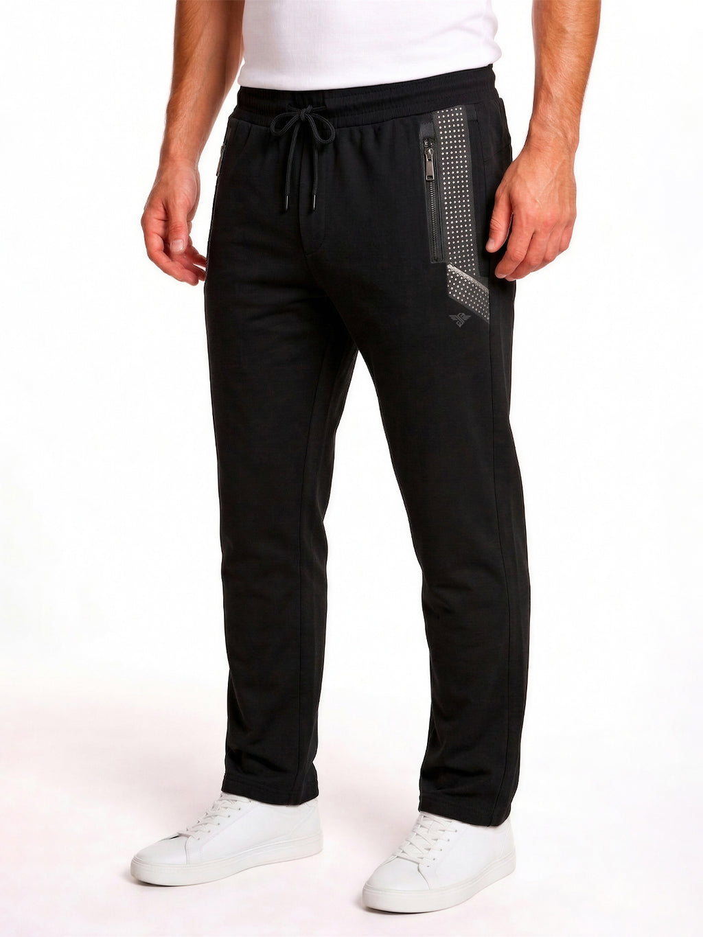 Black Textured Track Pants