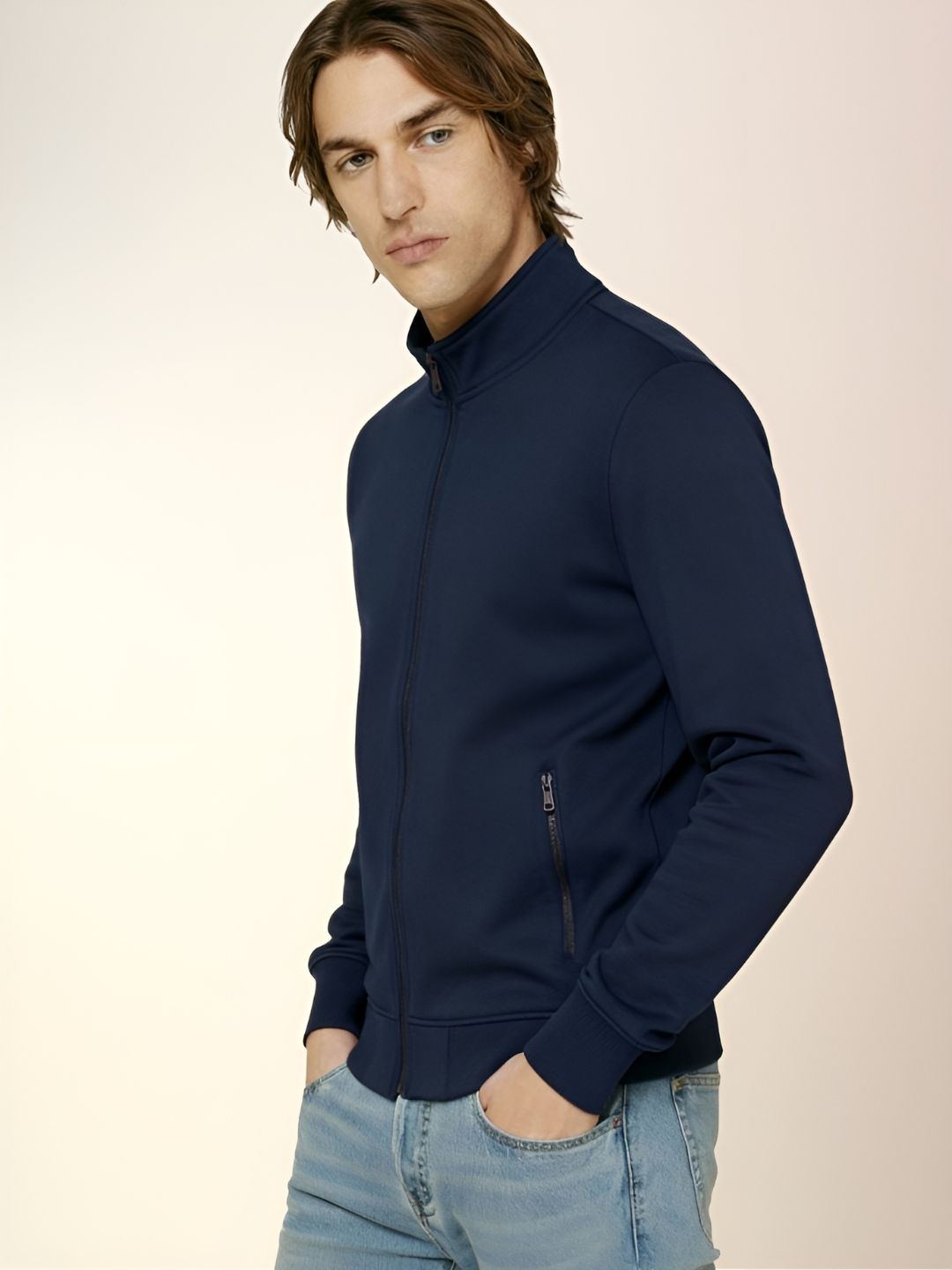 Men's Soft Touch Scuba Spandex Regular Fit Full Sleeve Zipper Sweatshirt Secondary image