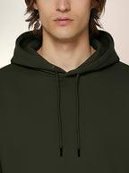 Men's Solid Fleece Sweatshirt with Round Hoodie Neck and Full Sleeves
