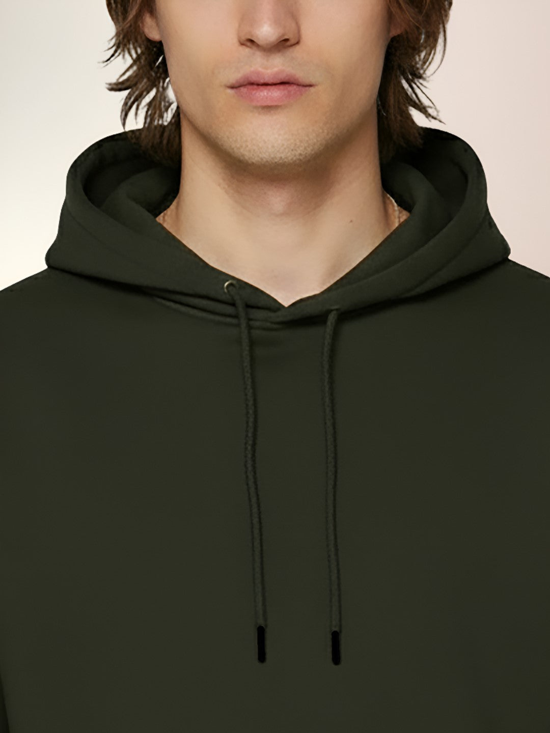 Men's Solid Fleece Sweatshirt with Round Hoodie Neck and Full Sleeves
