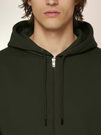Men's Solid Fleece Zipper Sweatshirt with Round Hoodie Neck and Full Sleeves