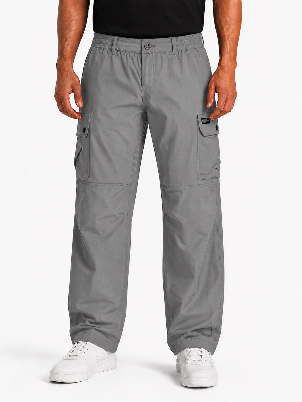 Solid Baggy Fit Cargo Pants