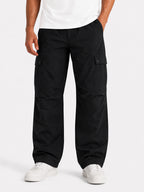 Solid Baggy Fit Cargo Pants