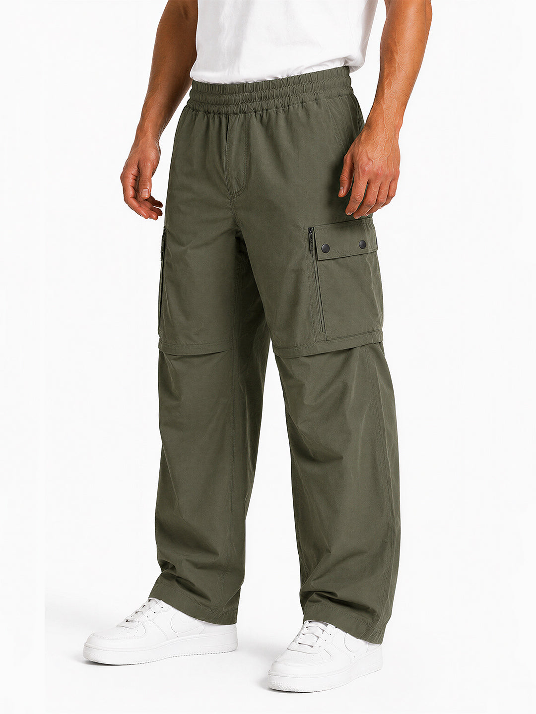 Solid Baggy Fit Cargo Pants