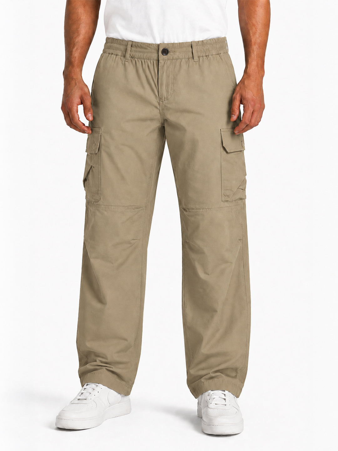 Solid Baggy Fit Cargo Pants