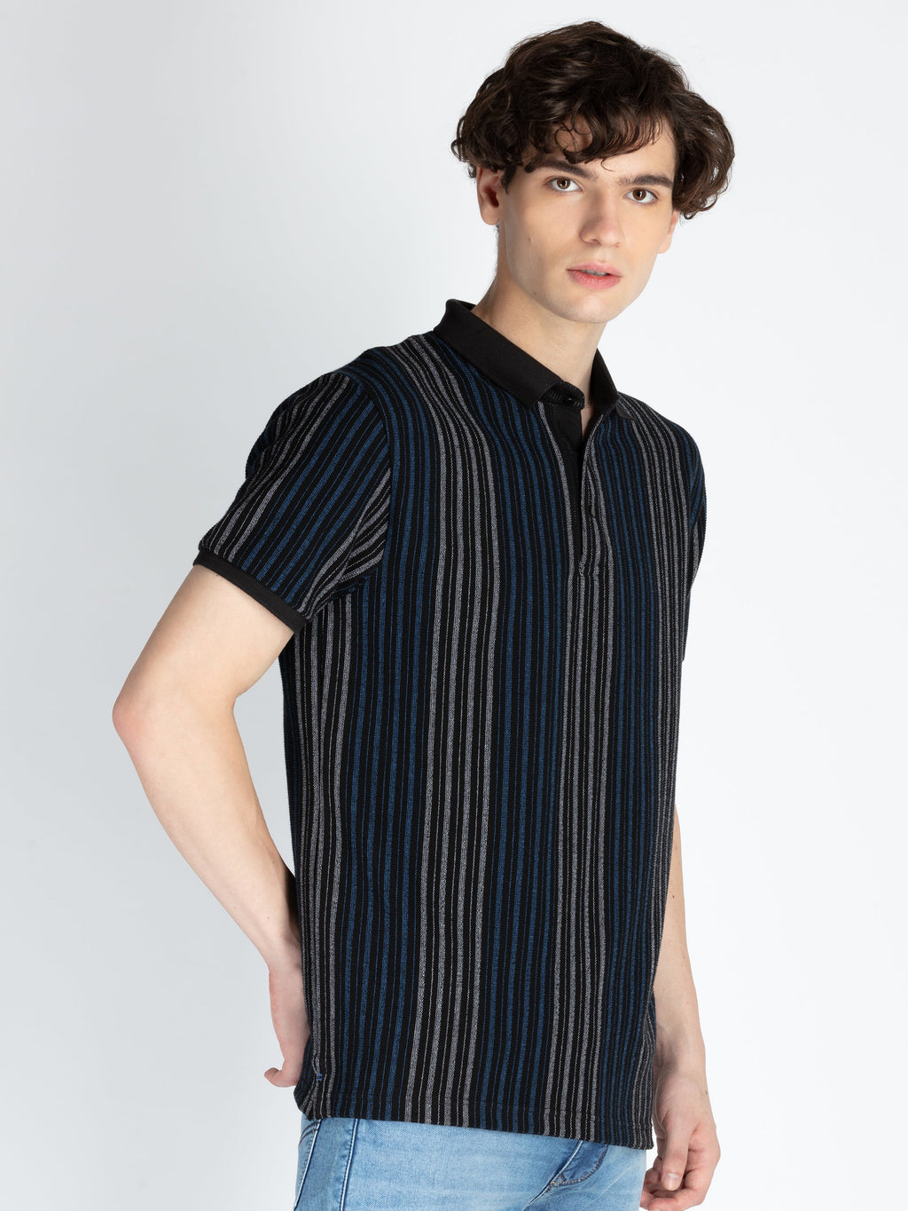 Mens Striped Polo T-Shirt
