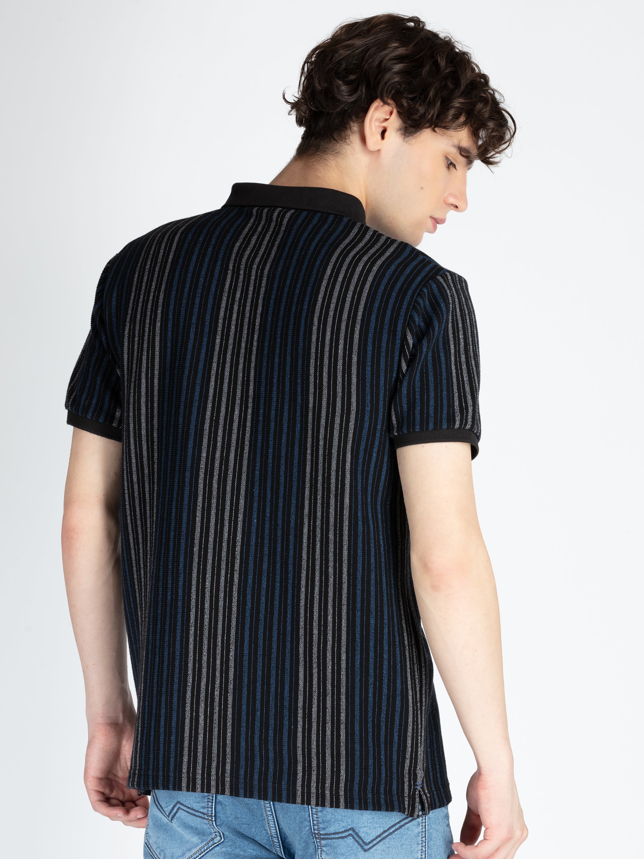 Mens Striped Polo T-Shirt