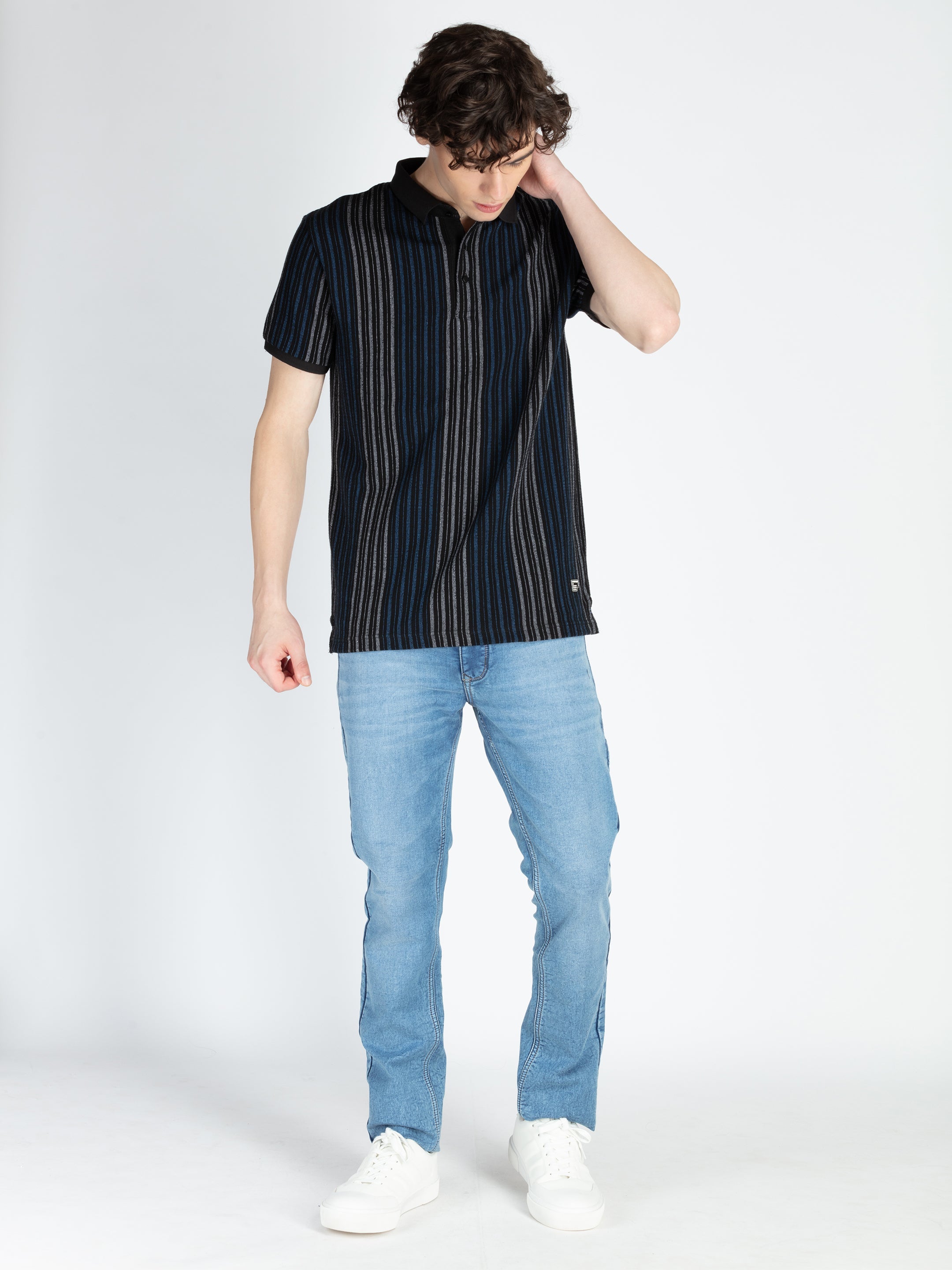 Mens Striped Polo T-Shirt