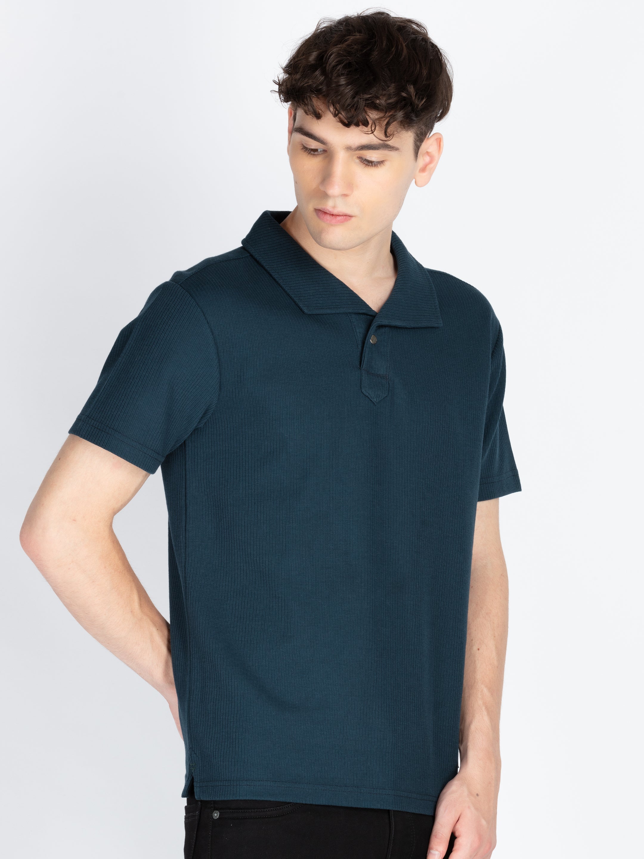 Mens Solid Polo Collar T-Shirt