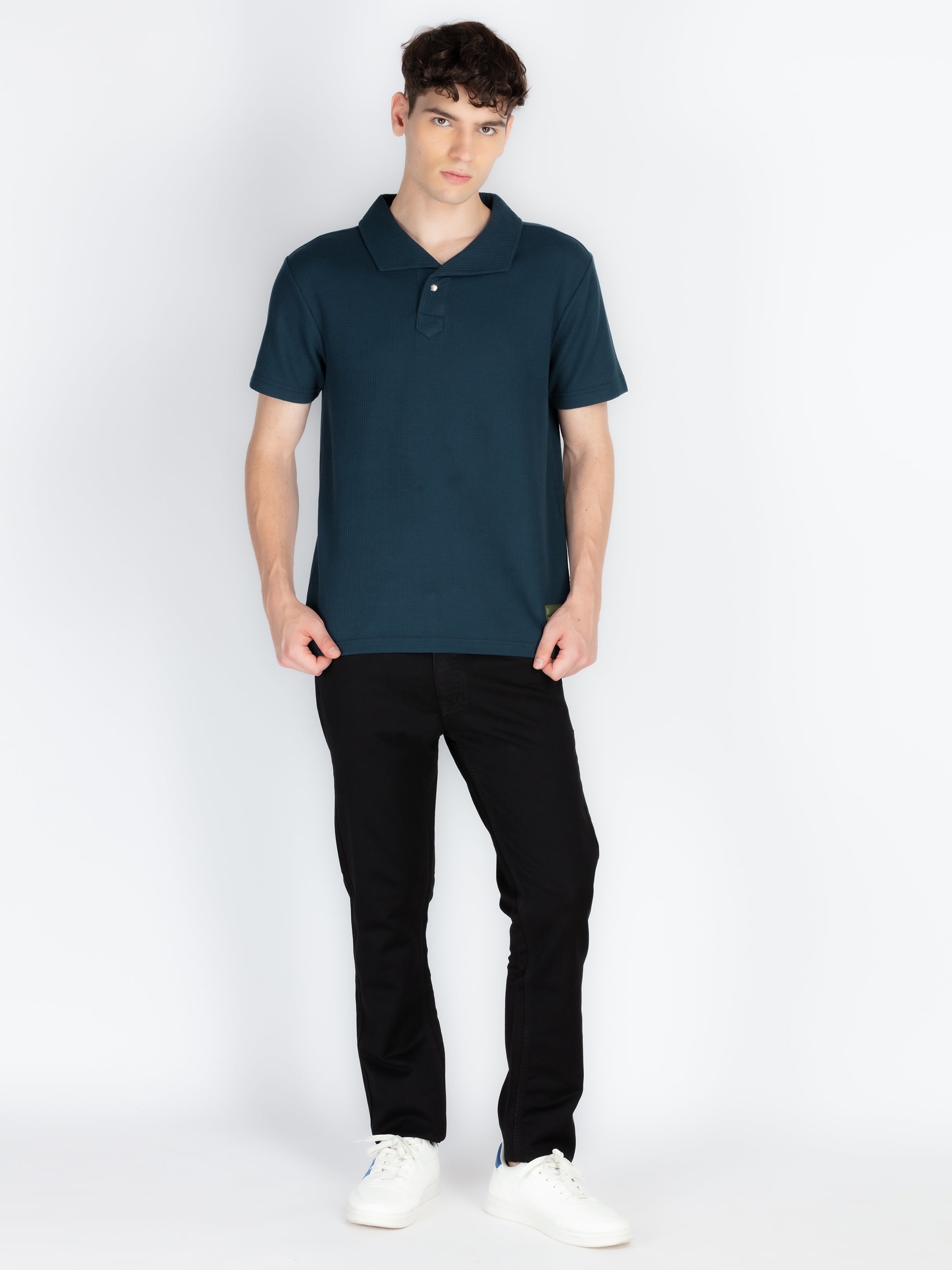 Mens Solid Polo Collar T-Shirt
