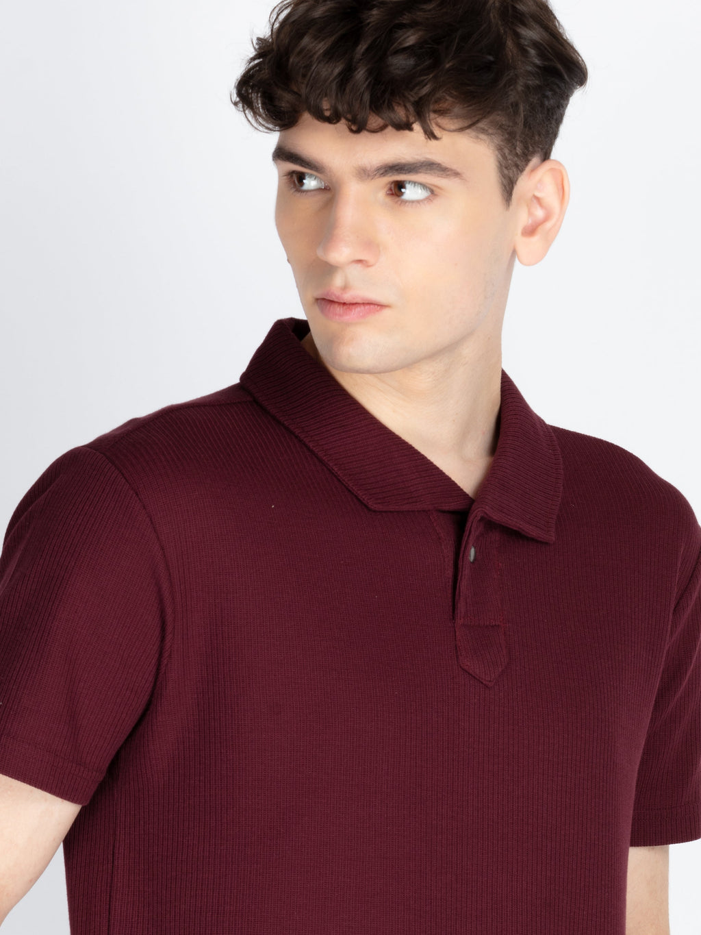 Mens Solid Polo Collar T-Shirt