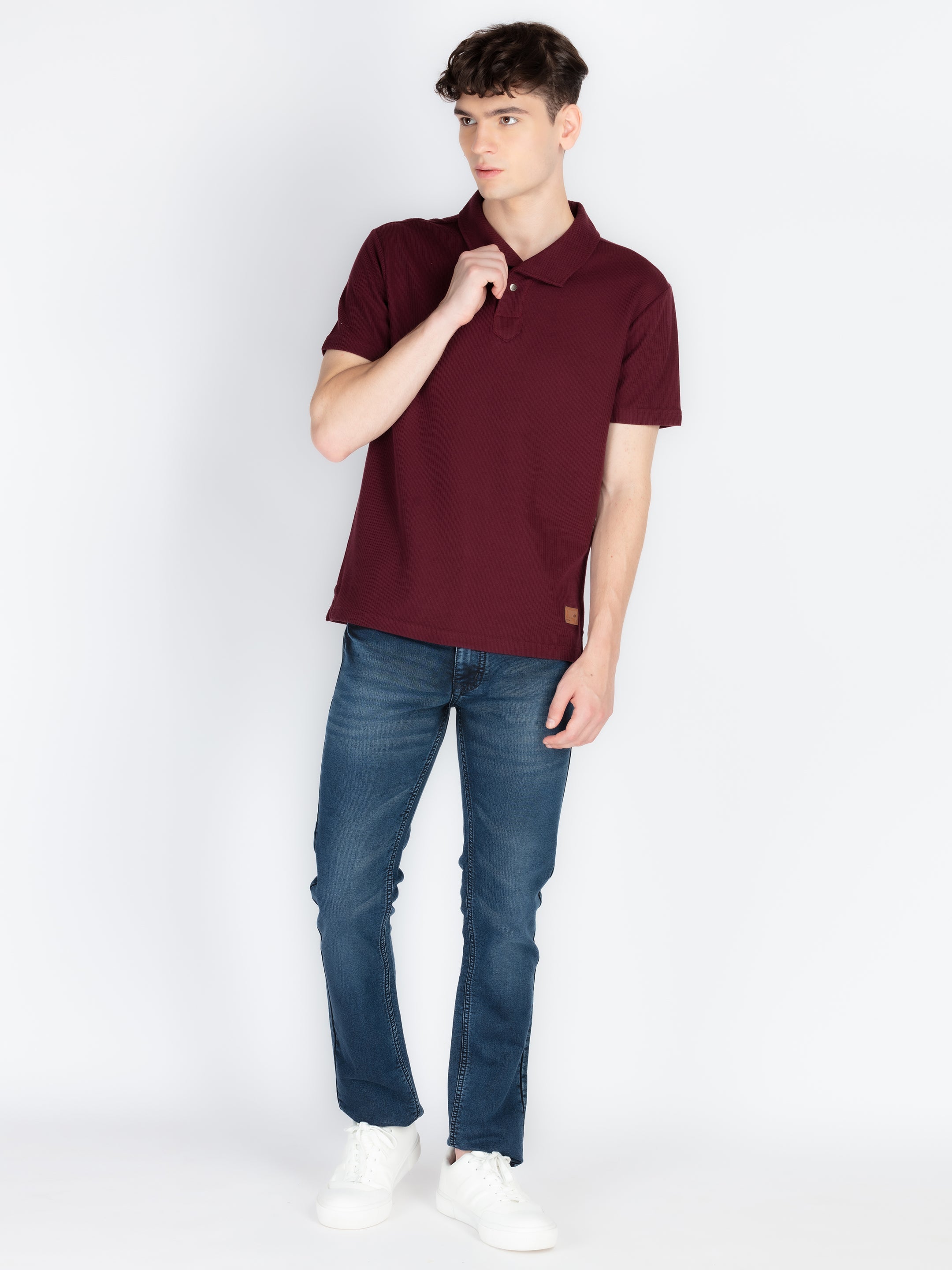 Mens Solid Polo Collar T-Shirt