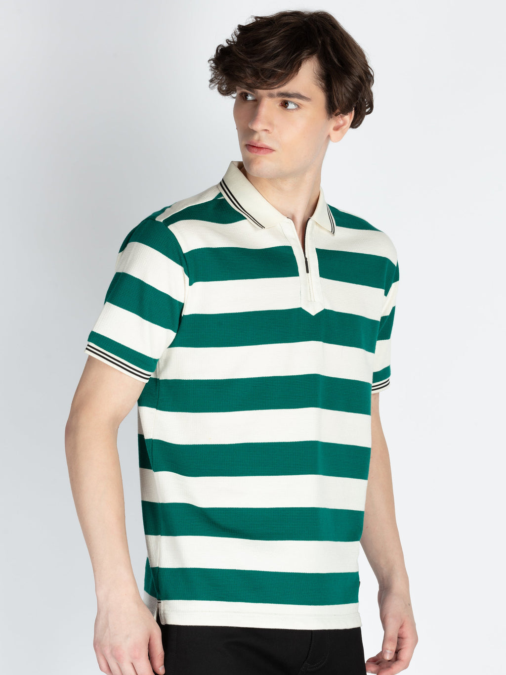 Mens Horizontal Striped Polo T-Shirt