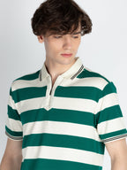 Mens Horizontal Striped Polo T-Shirt