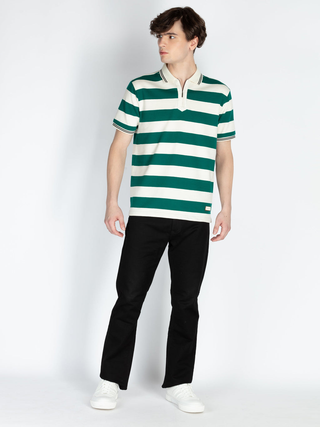 Mens Horizontal Striped Polo T-Shirt
