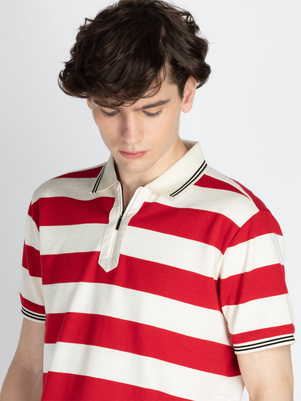 Mens Horizontal Striped Polo T-Shirt