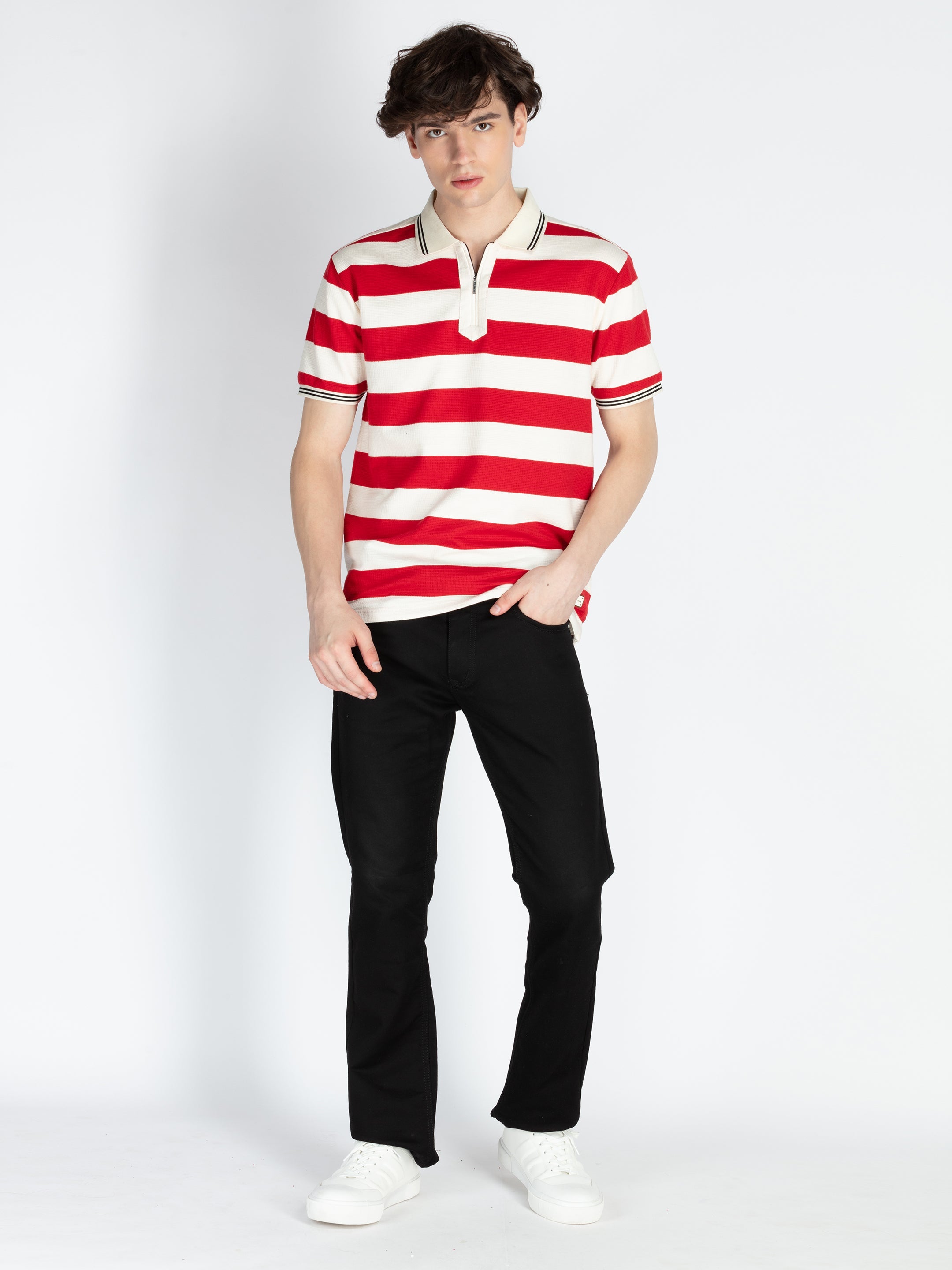 Mens Horizontal Striped Polo T-Shirt
