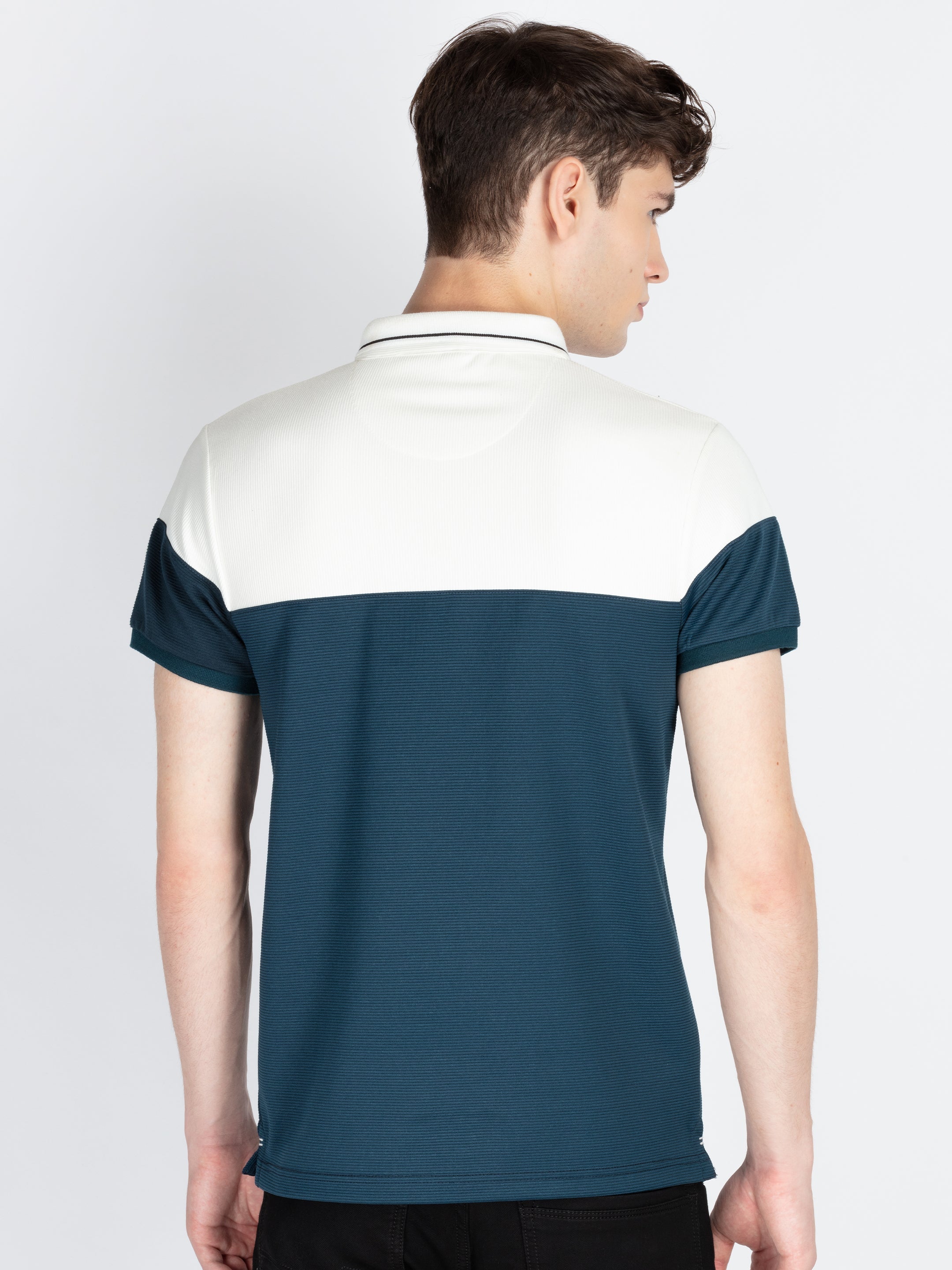 Mens Colourblocked Polo Collar T-Shirt