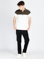 Mens Colourblocked Polo Collar T-Shirt