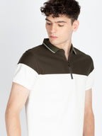 Mens Colourblocked Polo Collar T-Shirt