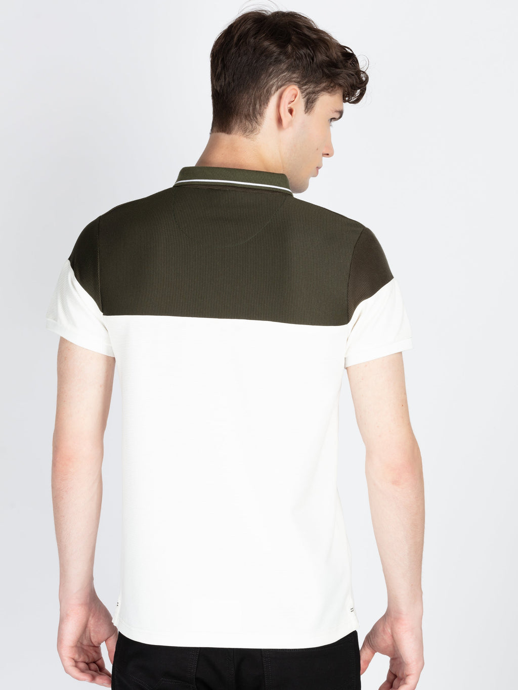 Mens Colourblocked Polo Collar T-Shirt