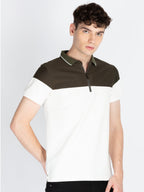Mens Colourblocked Polo Collar T-Shirt