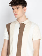 Mens Colourblocked Polo Collar T-Shirt