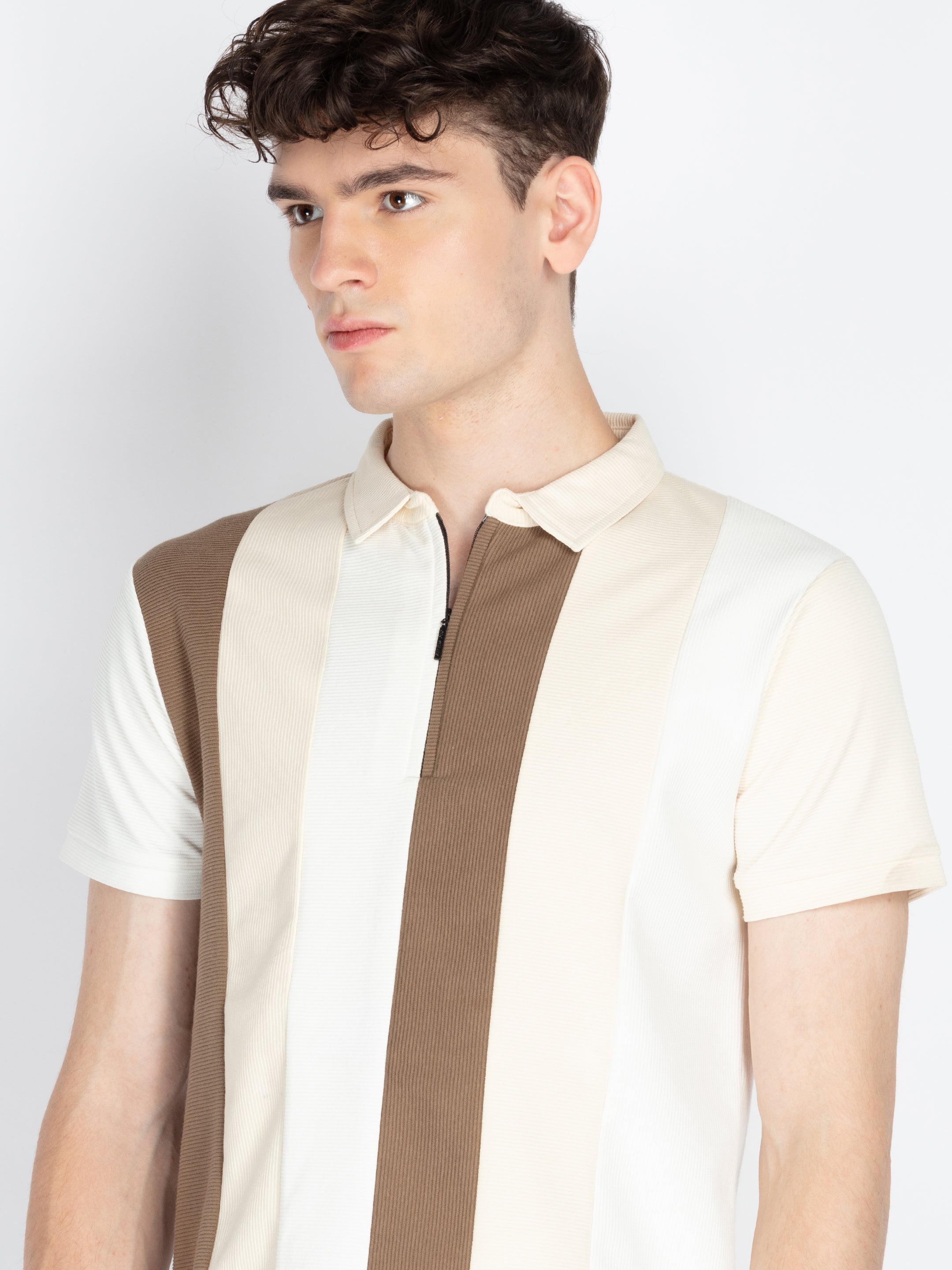 Mens Colourblocked Polo Collar T-Shirt