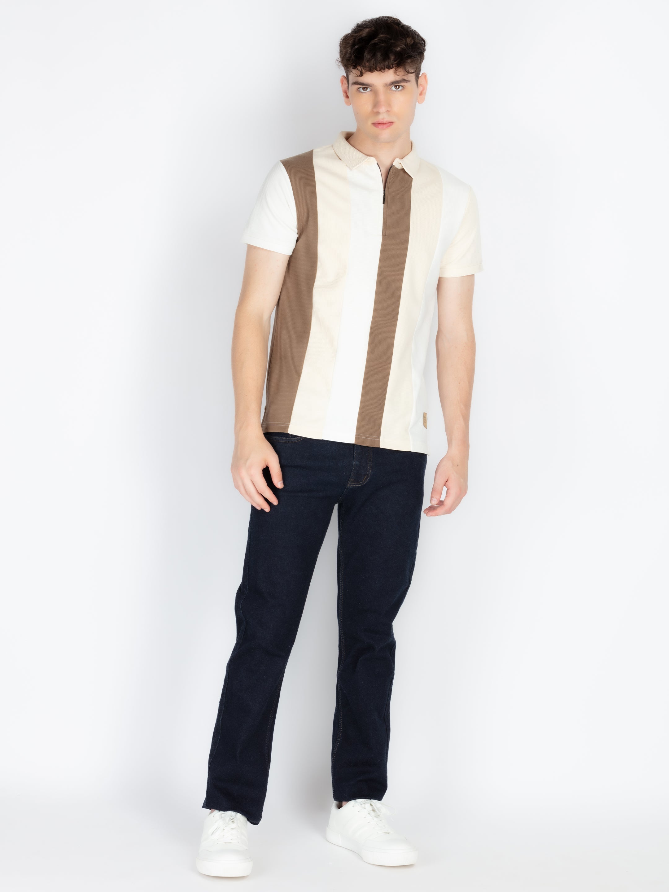 Mens Colourblocked Polo Collar T-Shirt