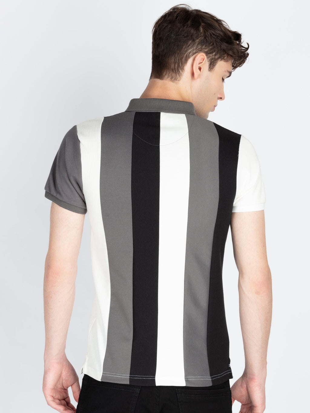 Mens Colourblocked Polo Collar T-Shirt