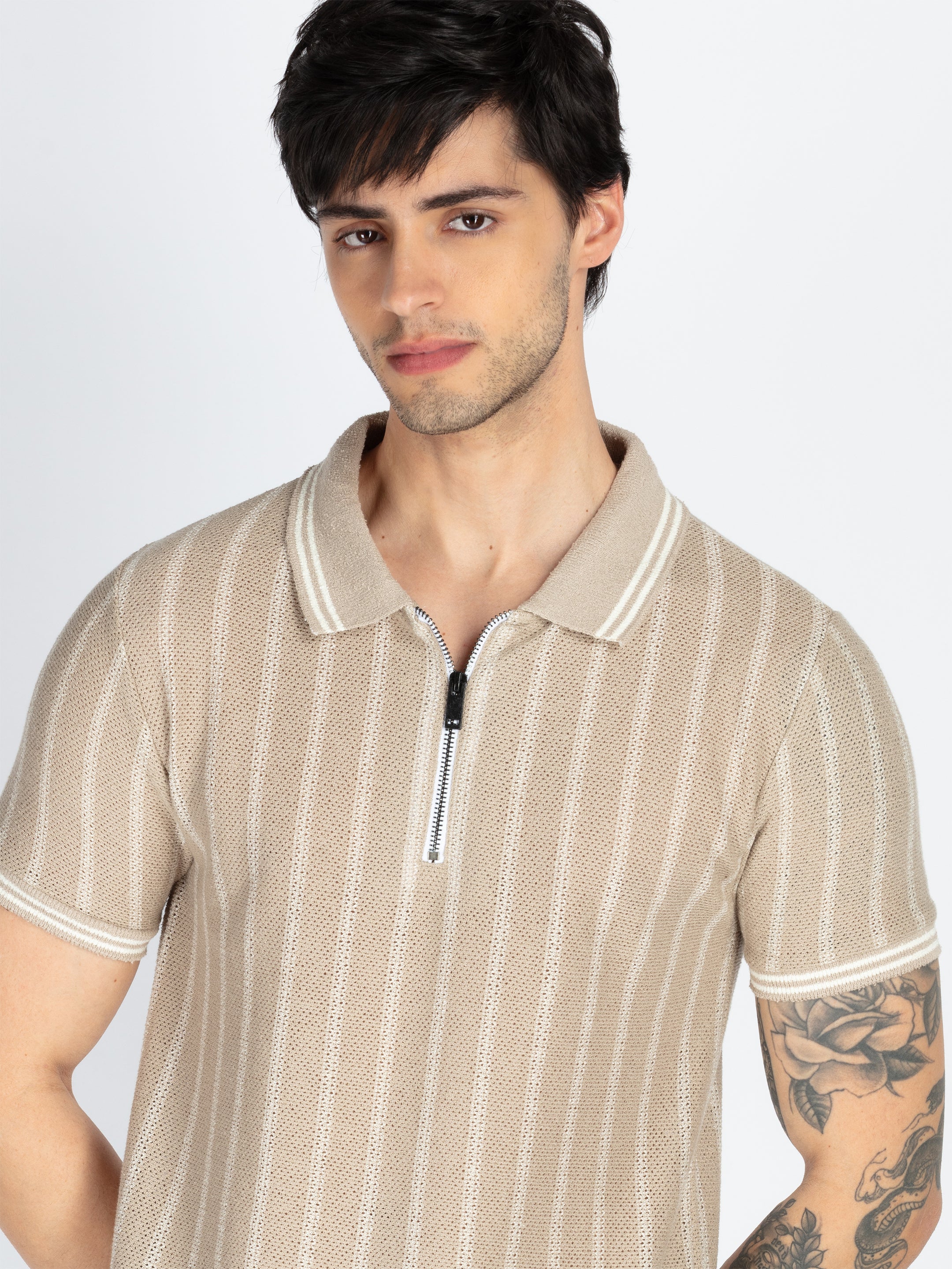 Mens Striped Polo T-Shirt