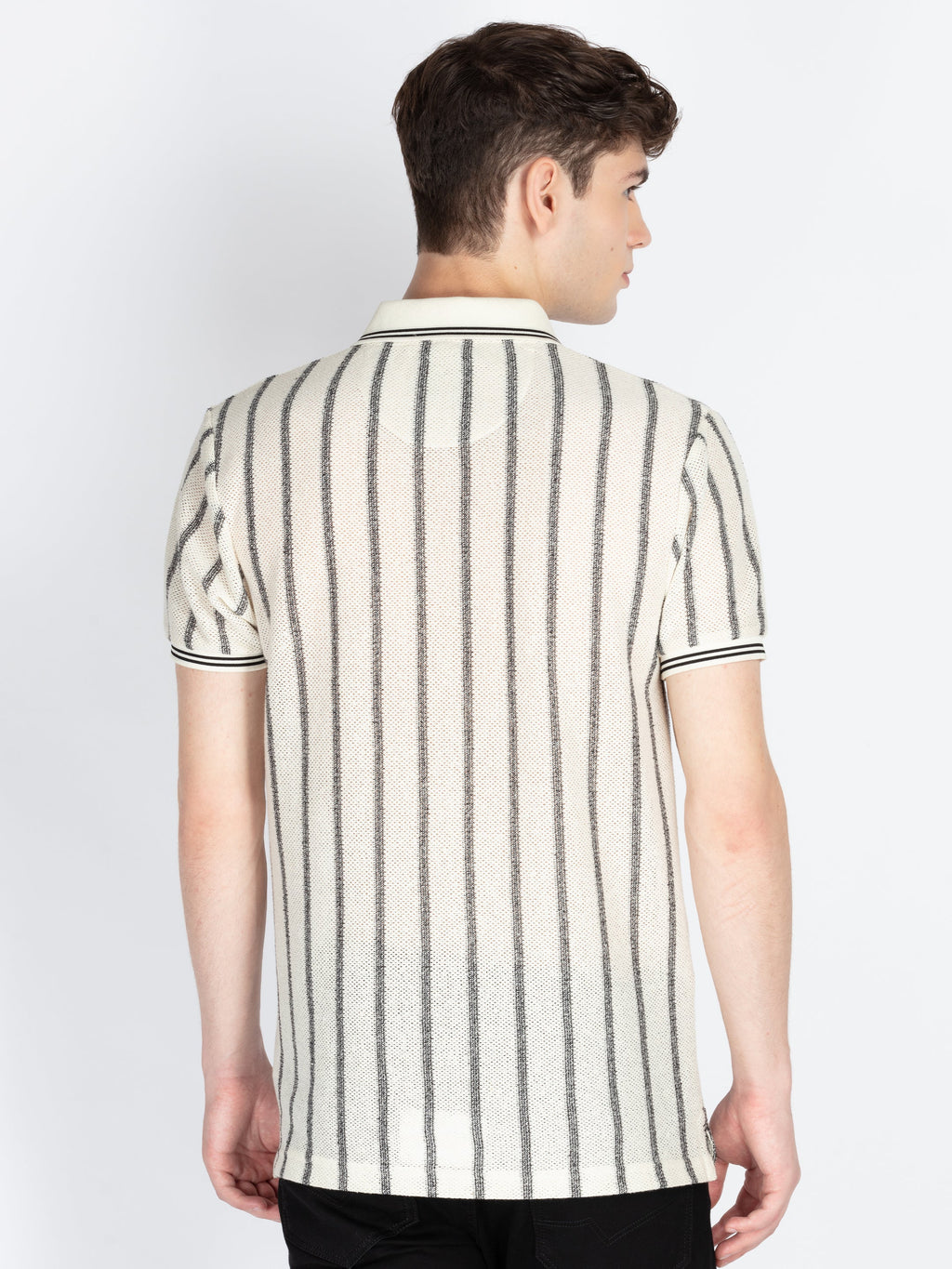 Mens Striped Polo Collar T-Shirt