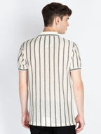 Mens Striped Polo Collar T-Shirt